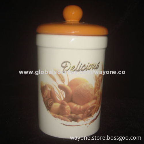 Ceramic jar with delicious biscuit design, used for tea/coffee/sugar, food safe, easy to take care